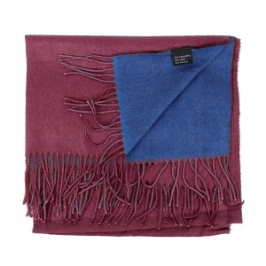 Stola 30% Cashmere doppelfarbig Bordeaux / Blau